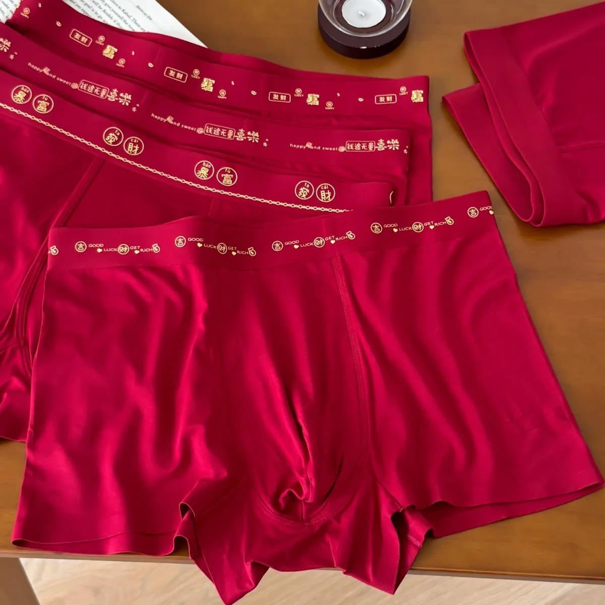 

soft viscose birthday Men Briefs Panties,chinese style Seamless Boxer Shorts U Bulge Underwear Breathable Underpants NS130