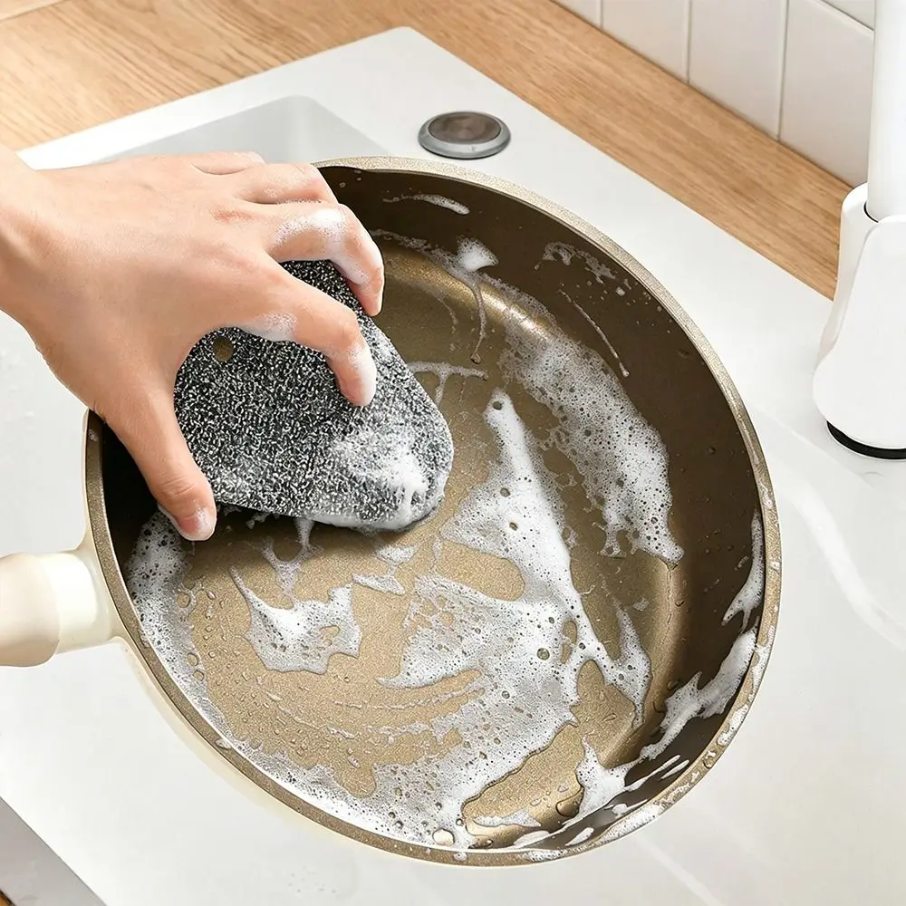 Water Drop Shape Dish Scrubber Sponge High Density Silver Wire Pot Scrubber Tool Cleaning Pad Non Scratch Kitchen Sponge