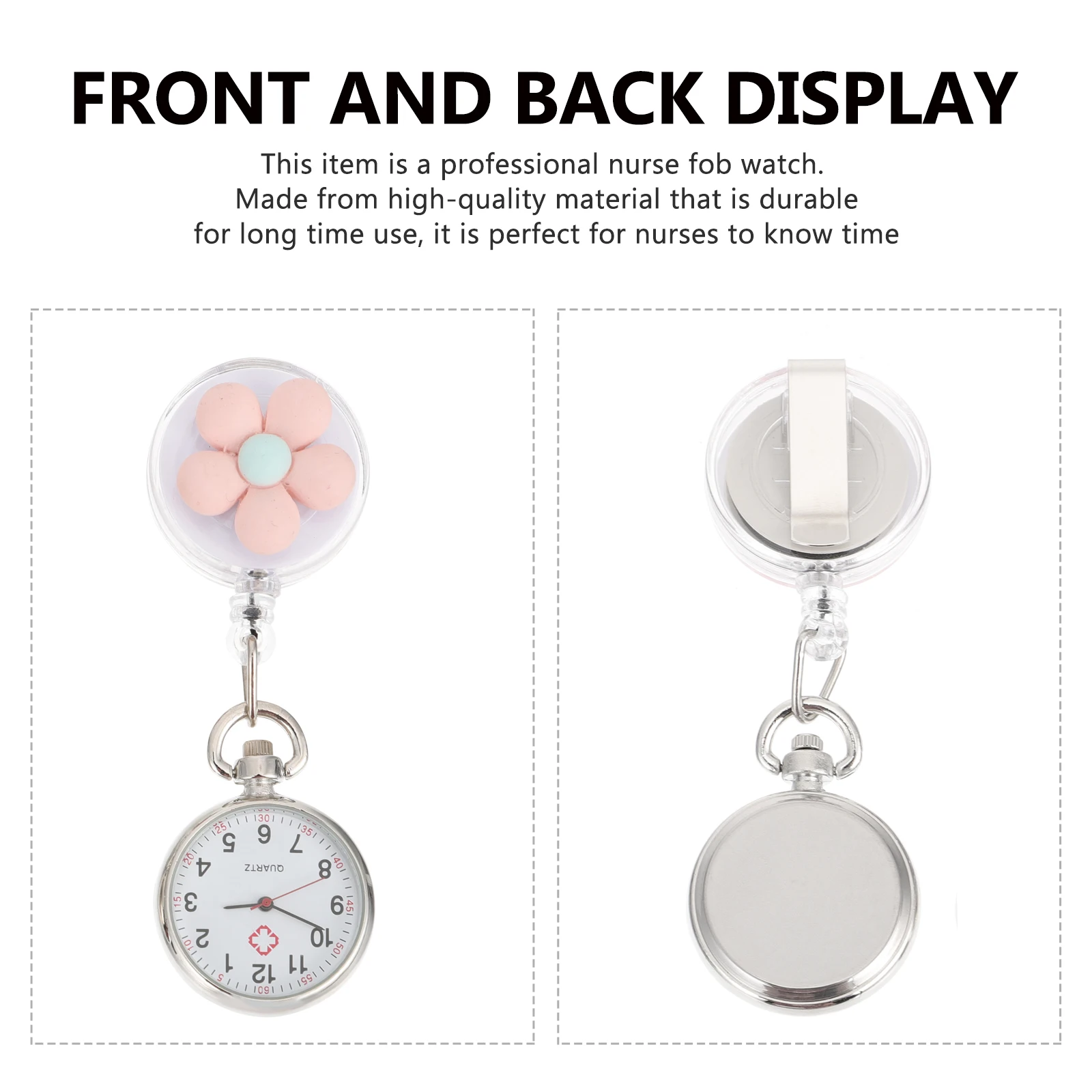 

2pcs Pocket Watch Quartz Movement Zinc Alloy Hanging Watches for Nurses Clip on Portable Exam Student Watch Ladies