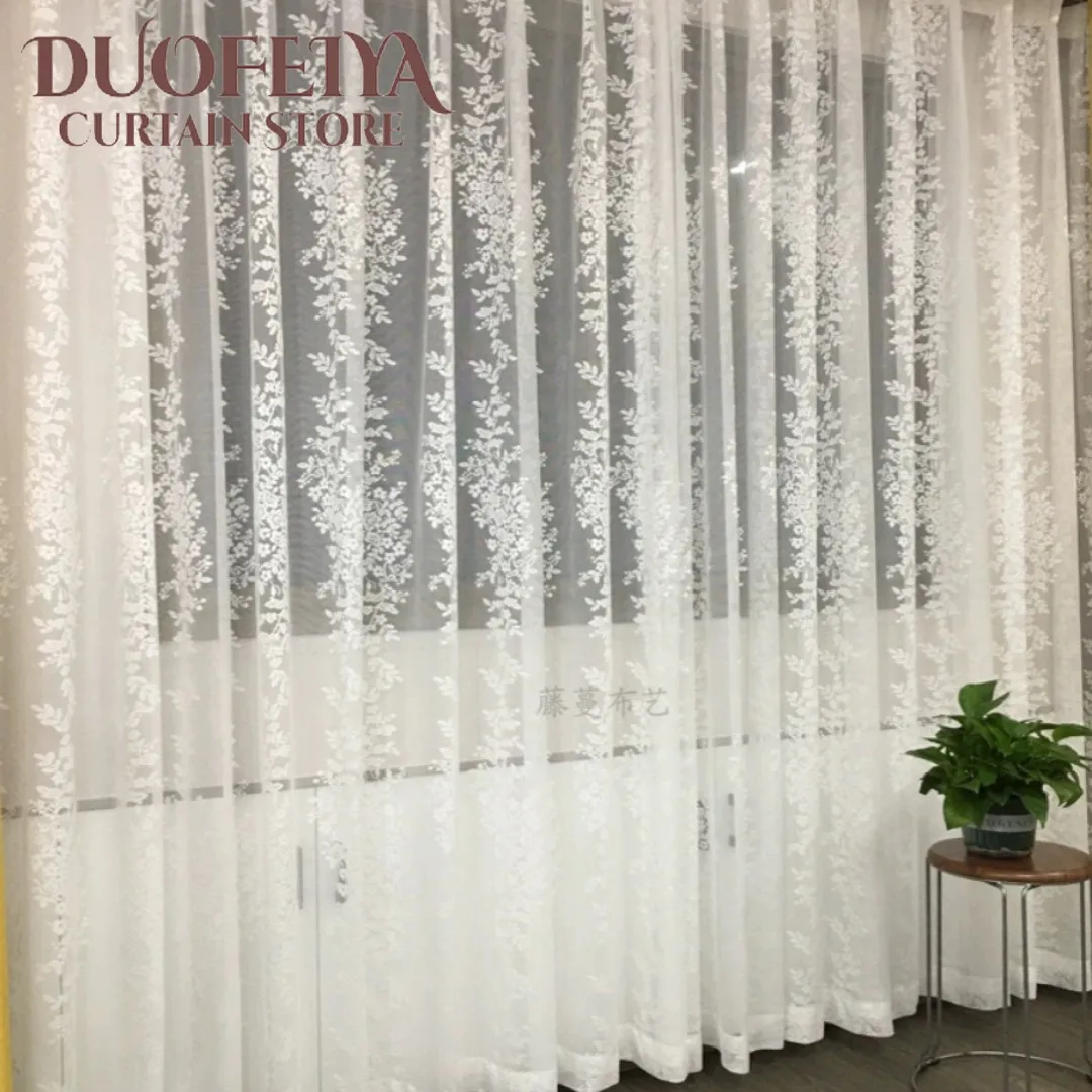 Modern Minimalist Curtains Gauze Curtains Retro Artistic Style Small and Fresh Rural Style Curtain for Living Room and Bedroom