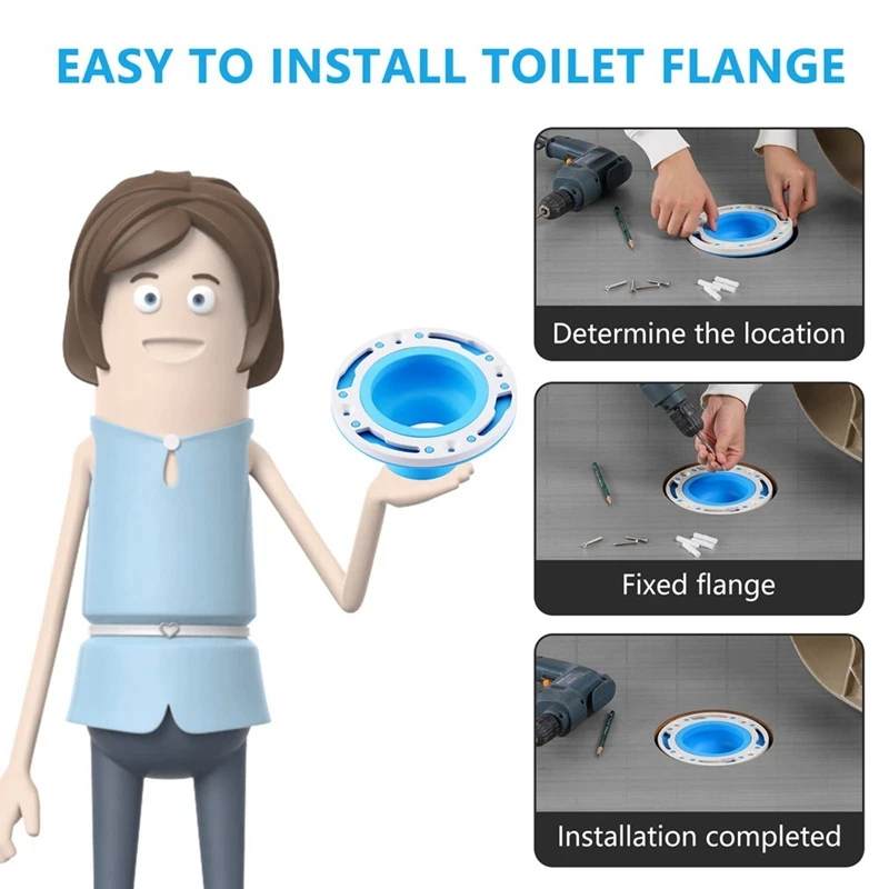 Reparatur satz für Toiletten flansche, universelle Toiletten flansche, Montage von 4-Zoll-und 5-Zoll-Rohren, Reparatur von Toiletten und Installation einfach zu bedienen blau