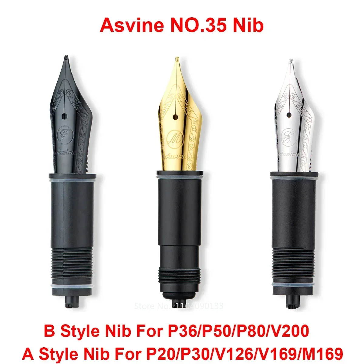 Asvine Fountain Pen Replaced Nibs, EF/F/M Nib For Asvine P36/P50/P80/V200/P20/P30/V126/V169/M169