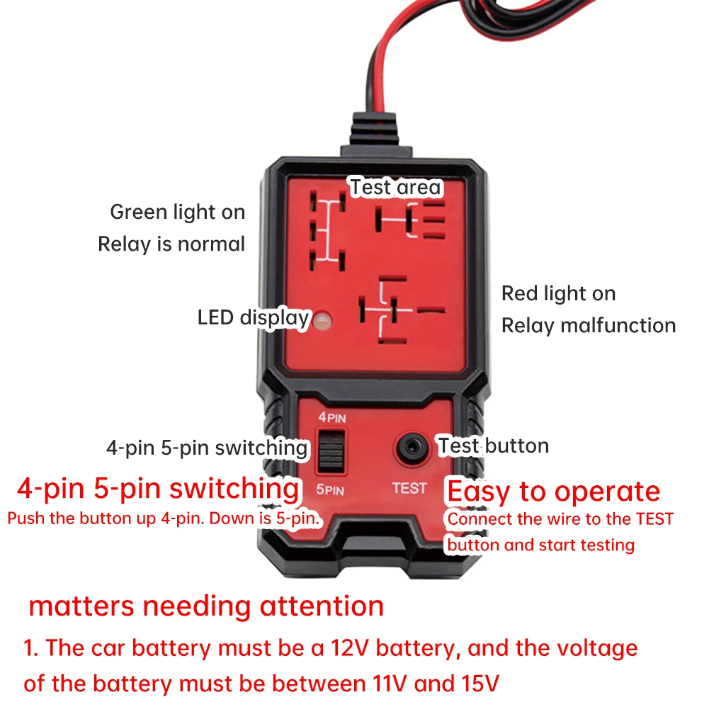 Car Relay Tester Voltage Tester Automotive Electronic Relay Tester LED Indicator Light 12V Car Battery Checker Universal