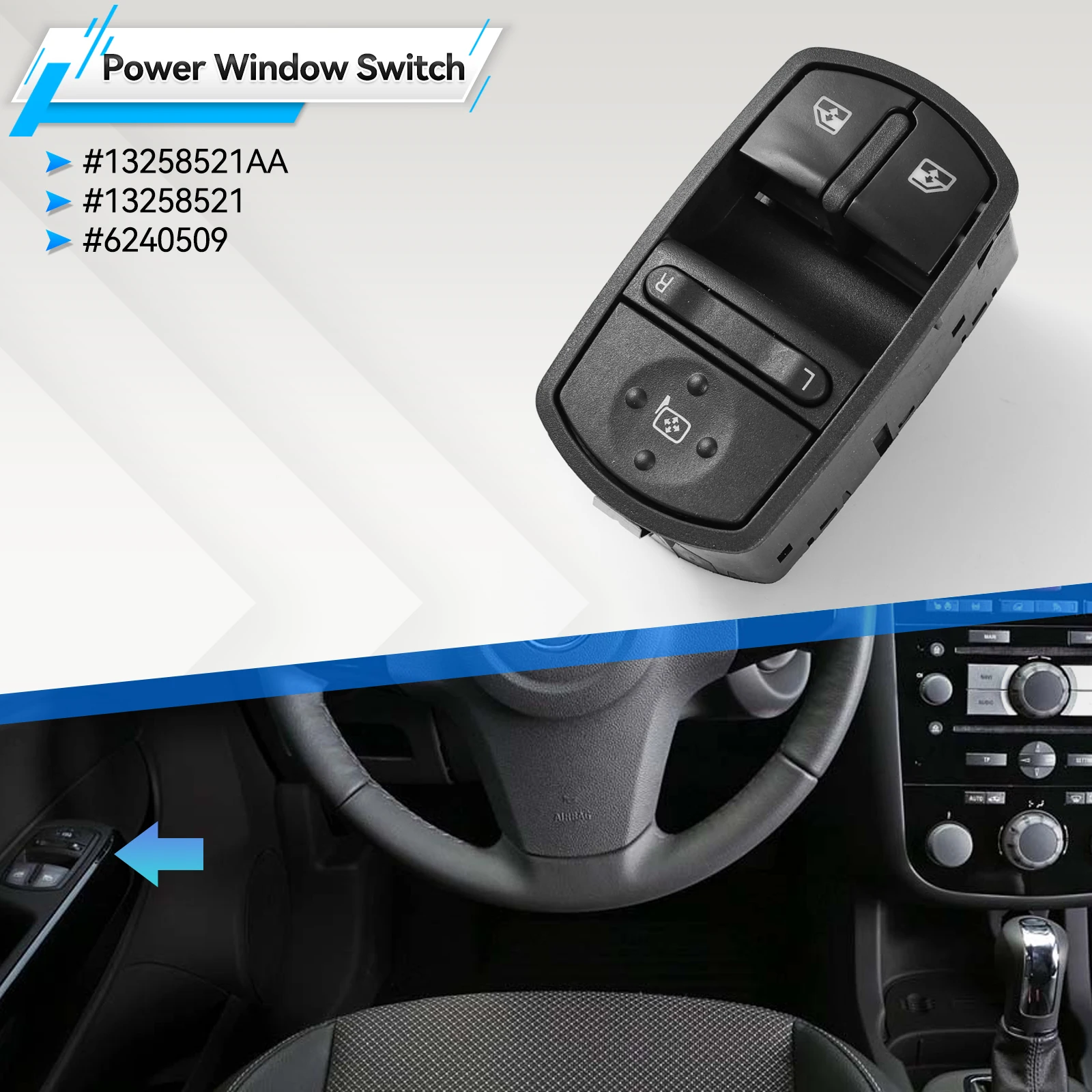#13258521 13258521AA Driver Side Electric Power Master Window Control Lift Mirror Switch For Opel Vauxhall Corsa D/E 2007-2014