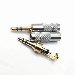 2Pcs Gold Plated 3.5mm Stereo 4 Pole Headphone Jack Plug Audio Solders Connectors High Quality Silver RCA