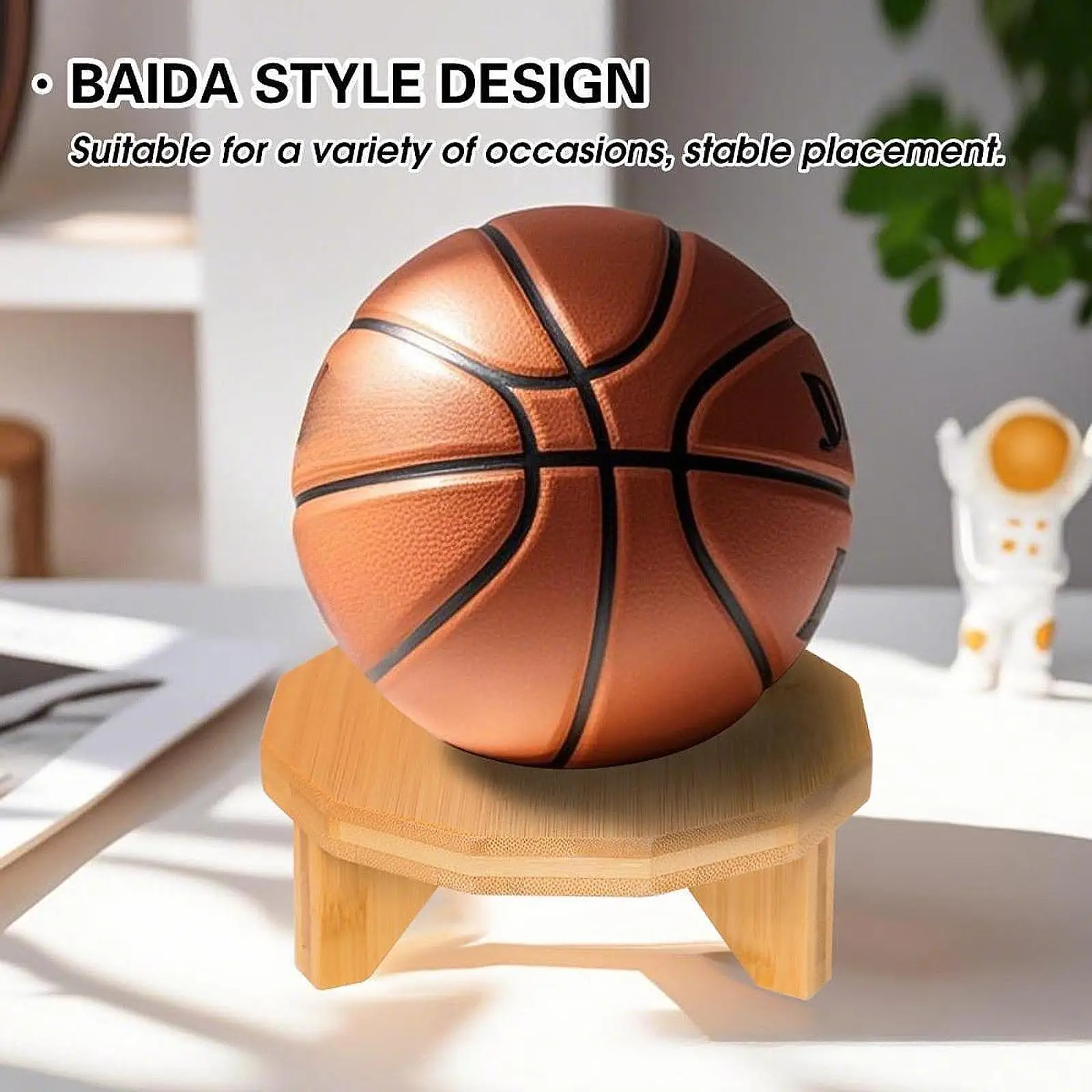 

Wooden Ball Display Stand Wooden Ball Rack Decoration Organizer Tabletop Sports Storage Decor Basketball Holder for Shop