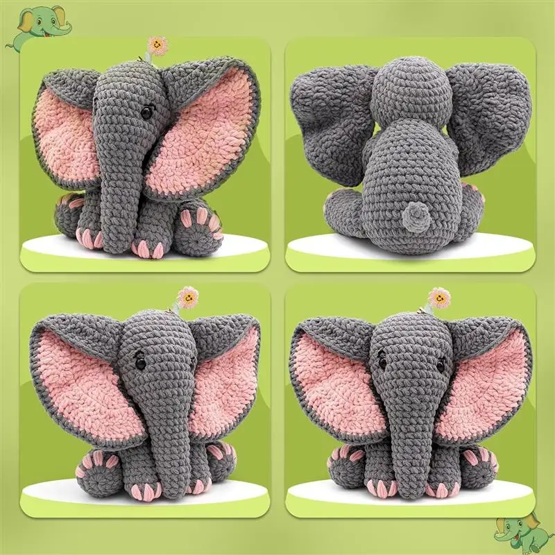 Elephant Package Crochet Knitting Kit for Beginners Starter Adults Handmade Crocheting Boys Girls Birthdays Gift Supplie Tools