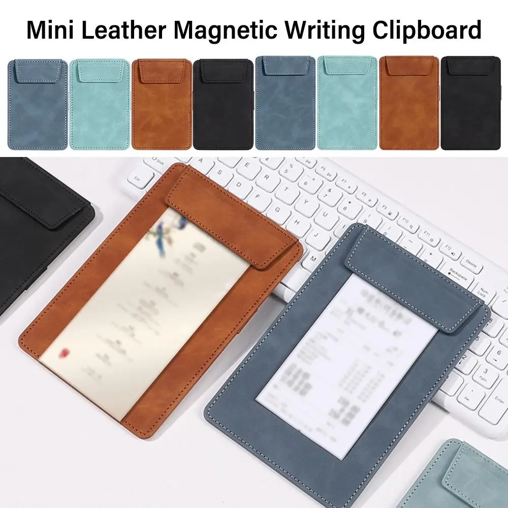 PU Leather Mini Magnetic Writing Clipboard Writing Pad Business File Folder Restaurant Menu Covers Document Filing Organizer