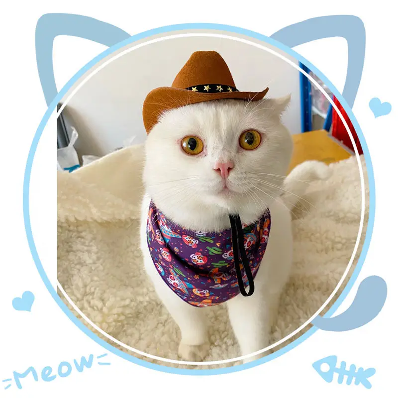 Non-woven Fabric Stylish Pets Star Cowboy Hat Soft Comfortable Adjustable Straps Caps Street Parties Photo Props for Cats Dogs