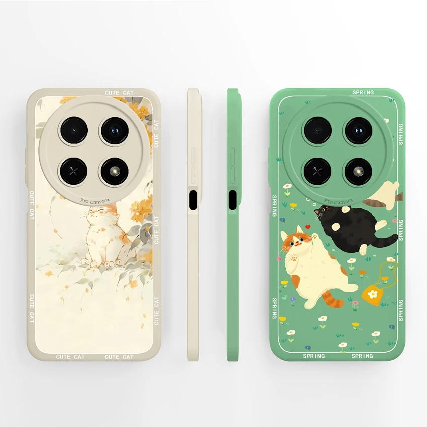 Funda de teléfono para Huawei Enjoy 70 Pro, funda Premium con patrón de gatito animado, protección de cámara, carcasa duradera antideslizante de silicona líquida
