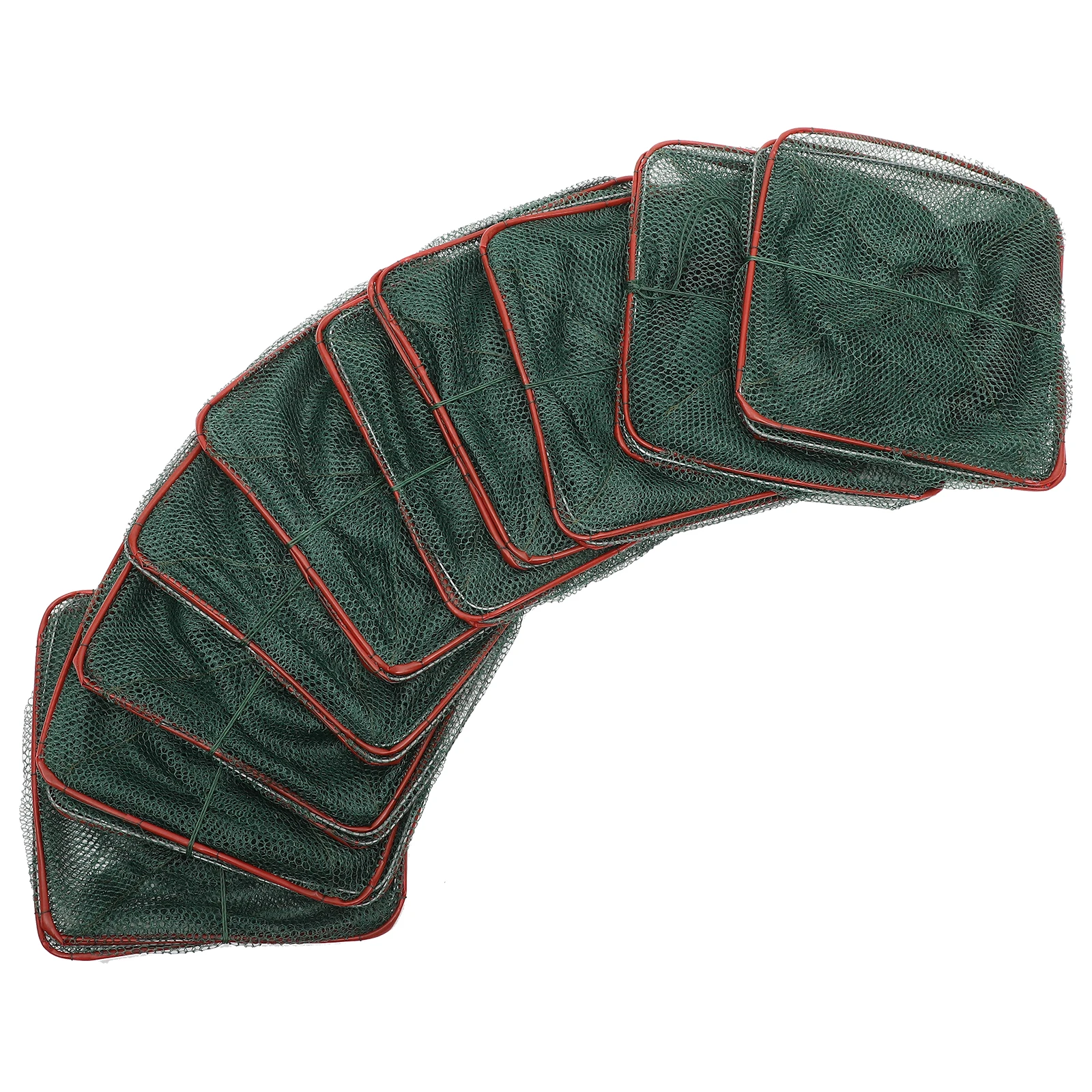 

10 pcs Foldable Aquaculture Cage Fish Crab Shrimp Net Large Capacity Rectangle Mesh Steel Frame Double Zipper Pocket Fishing