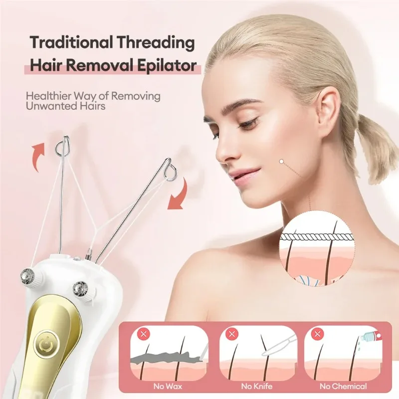 Mini removedor de pêlos elétrico depilação facial defeatherer feminino beleza depilador corpo braço fio algodão depilador display lcd