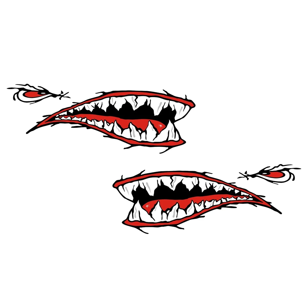 Durable Shark Teeth Vinyl Decal Kayak Sticker Canoe Graphic Protector Stickers for Small Fishing Boats