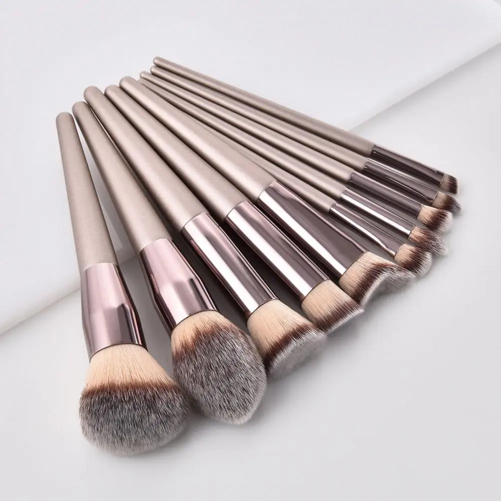 1Pc Champagne Gold Handle Eyebrow Foundation Powder Flame Makeup Brush Portable кисти для макияжа