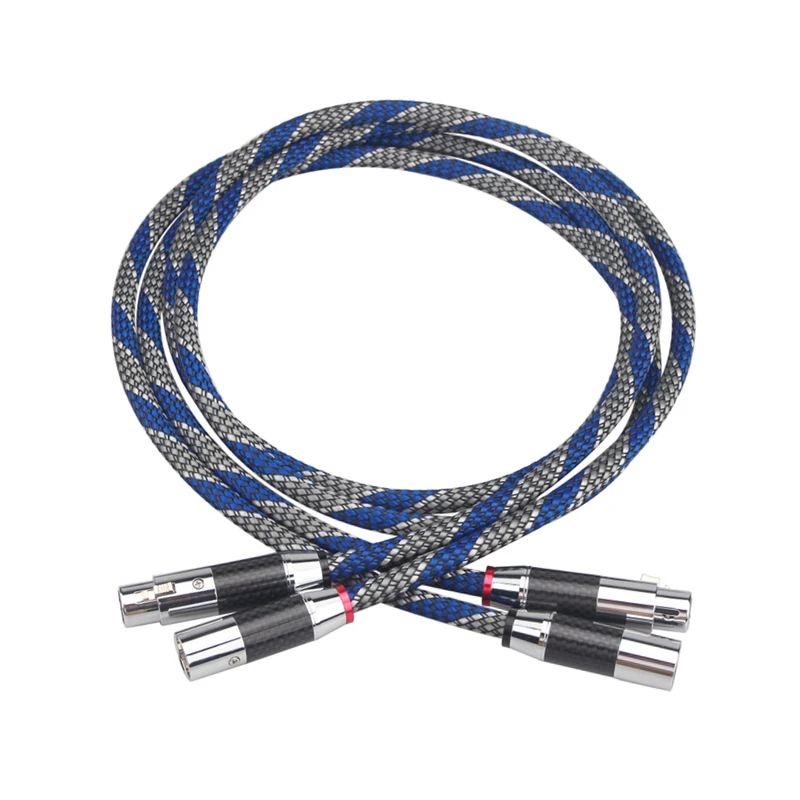 

Pair Audiophile OCC Copper XLR Cable Carbon Fiber Male To Female HiFi Audio Balanced Cables