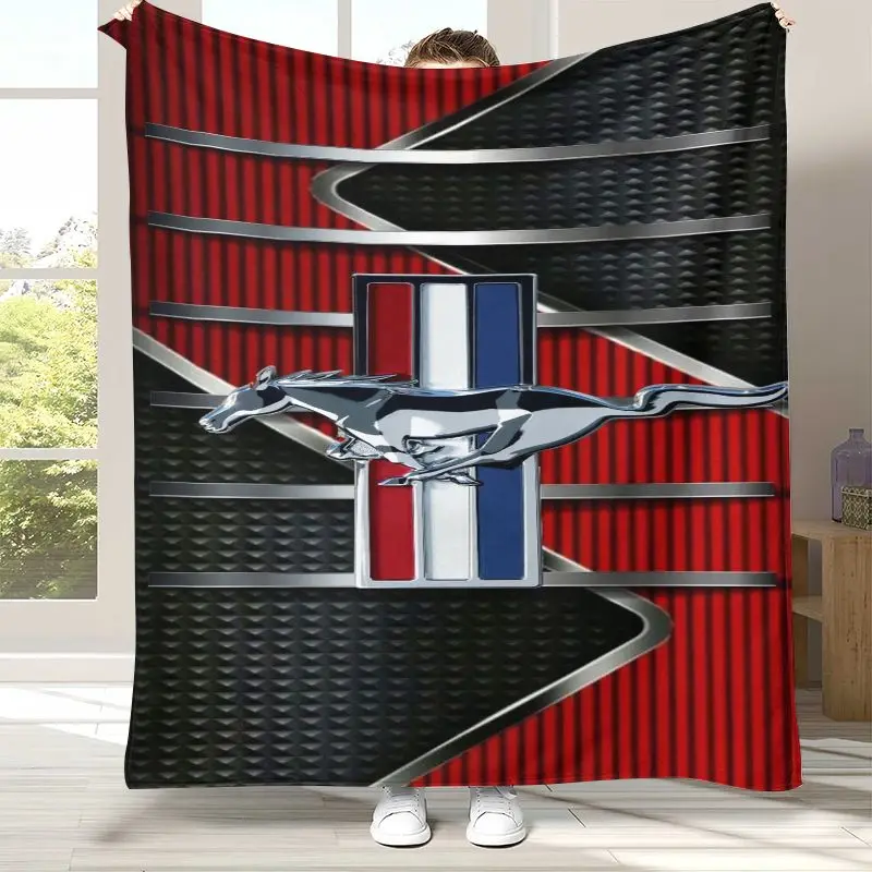 Vintage M-Mustang Racing Biker Garage Moto Soft Flannel Throw Blanket,Cozy Warm Blanket for Bed,Sofa,Living Room,Picnic,Camping