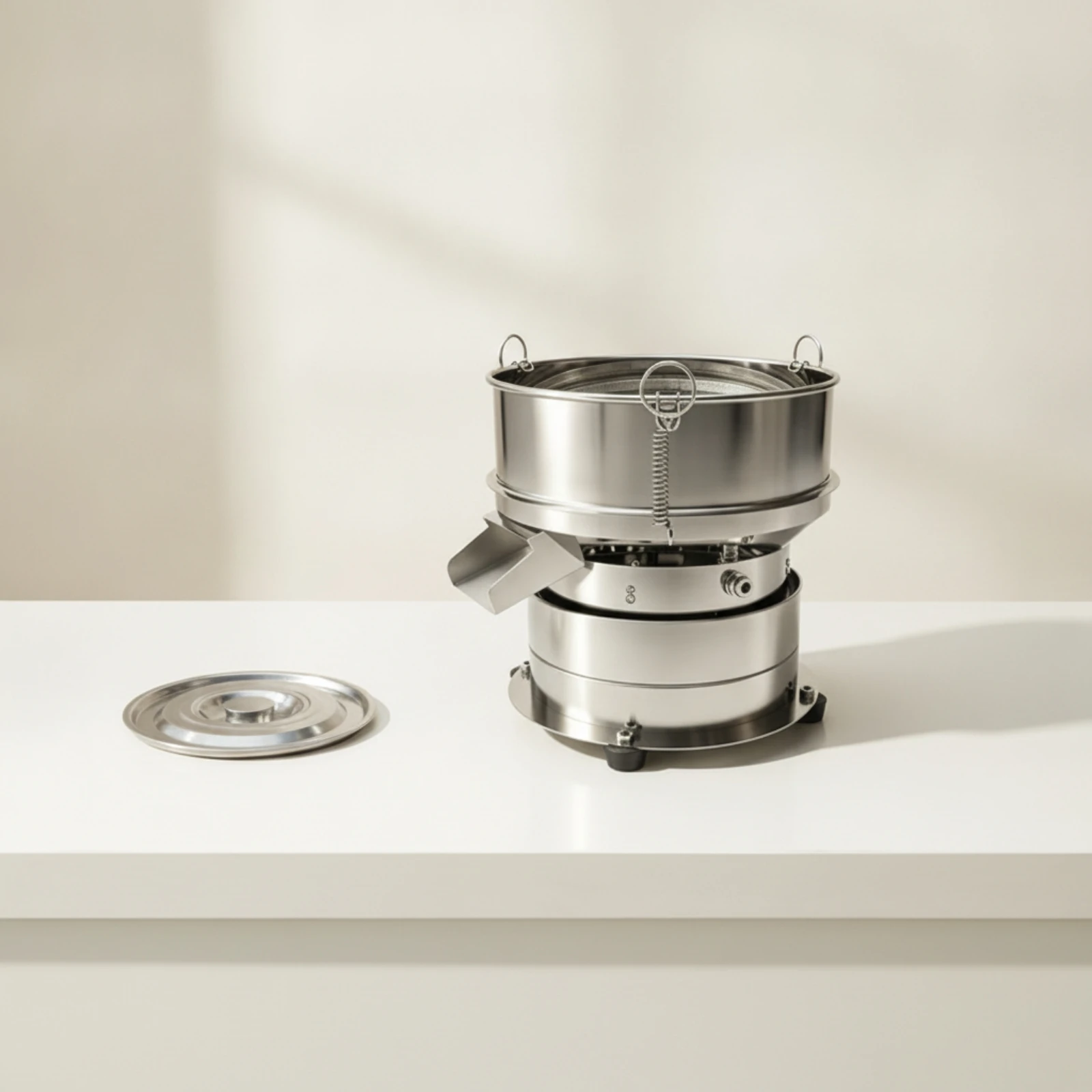 Electric Sieve Machine 220V Electric Vibrating Sifter Automatic Powder Sifter Circular Sieve Machine with Discharge Outlet