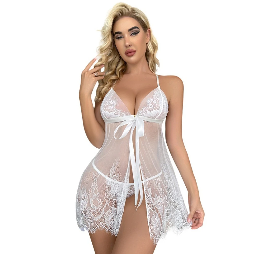 

Long Underwear Women Ball Gowns Sexy Chemise SeeThrough Nightgown Sets Erotic Transparent Lingerie Exotic Temptation Loungewear