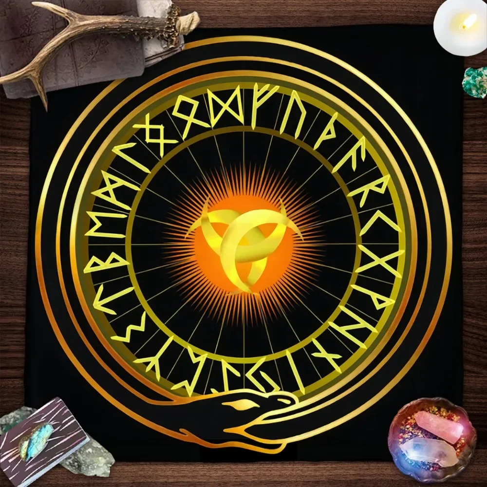 Magic Runes Tarot Tablecloth Altar Cloth Tarot Tapestry Wall Hanging Witchy Decor Spiritual Oracle Card Pad Board Game Mat