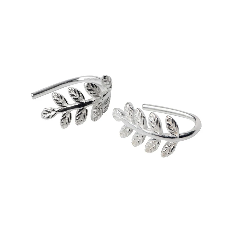 Modian Simple Lucky Tree Leaf Swing Charm Hoop Earrings Classic 925 Sterling Silver Prevent Allergy Jewelry For Women Bijoux