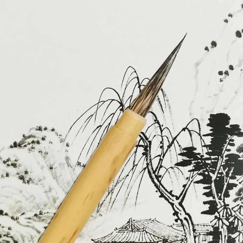 Slim Gold Style Calligraphy Brush Rabbit Hair Small Regular Script Cursive Script Writing Brush Bird Painting Outlining Line Pen