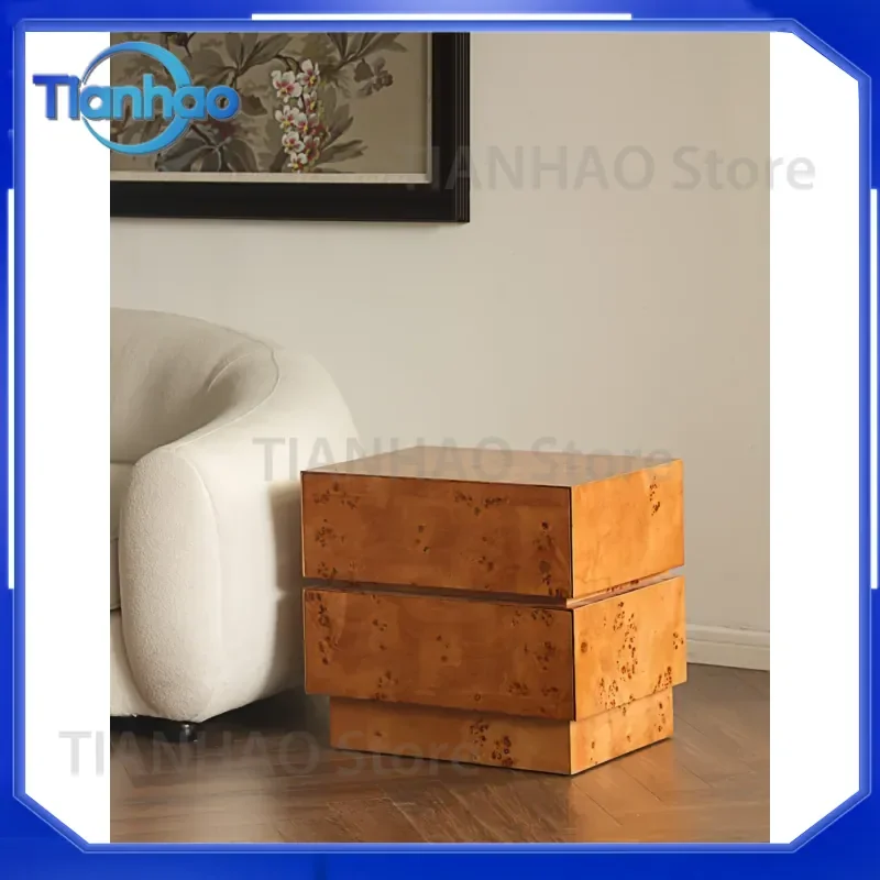 French Medieval Bedside Table for Gilt Years Series Natural Tree Tumor Wood Sofa Side Table Imported from France
