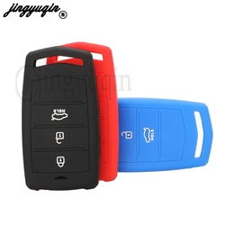 Silicone car key case cover bag protector holder pocket shell for Hyundai Genesis G90 G80 4 button key fob car accessories