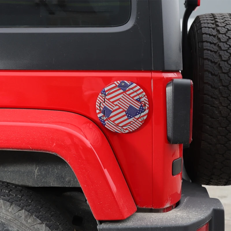 Fuel Filler Door Cover Gas Tank Cap Exterior Accessories For Jeep JK Wrangler & Unlimited 2007-2017 (US Flag)