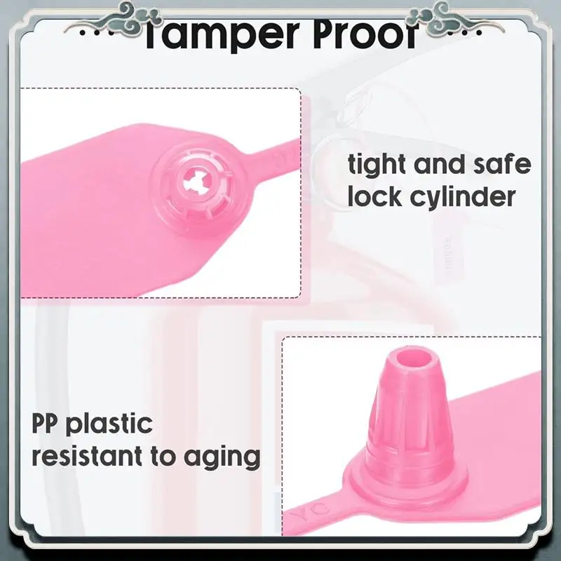 

Durable 1000 Pcs Plastic Tamper Seals Fire Extinguisher Tags Security Tags Seals Safety Numbered Zip Ties Labels Pink Easy Insta