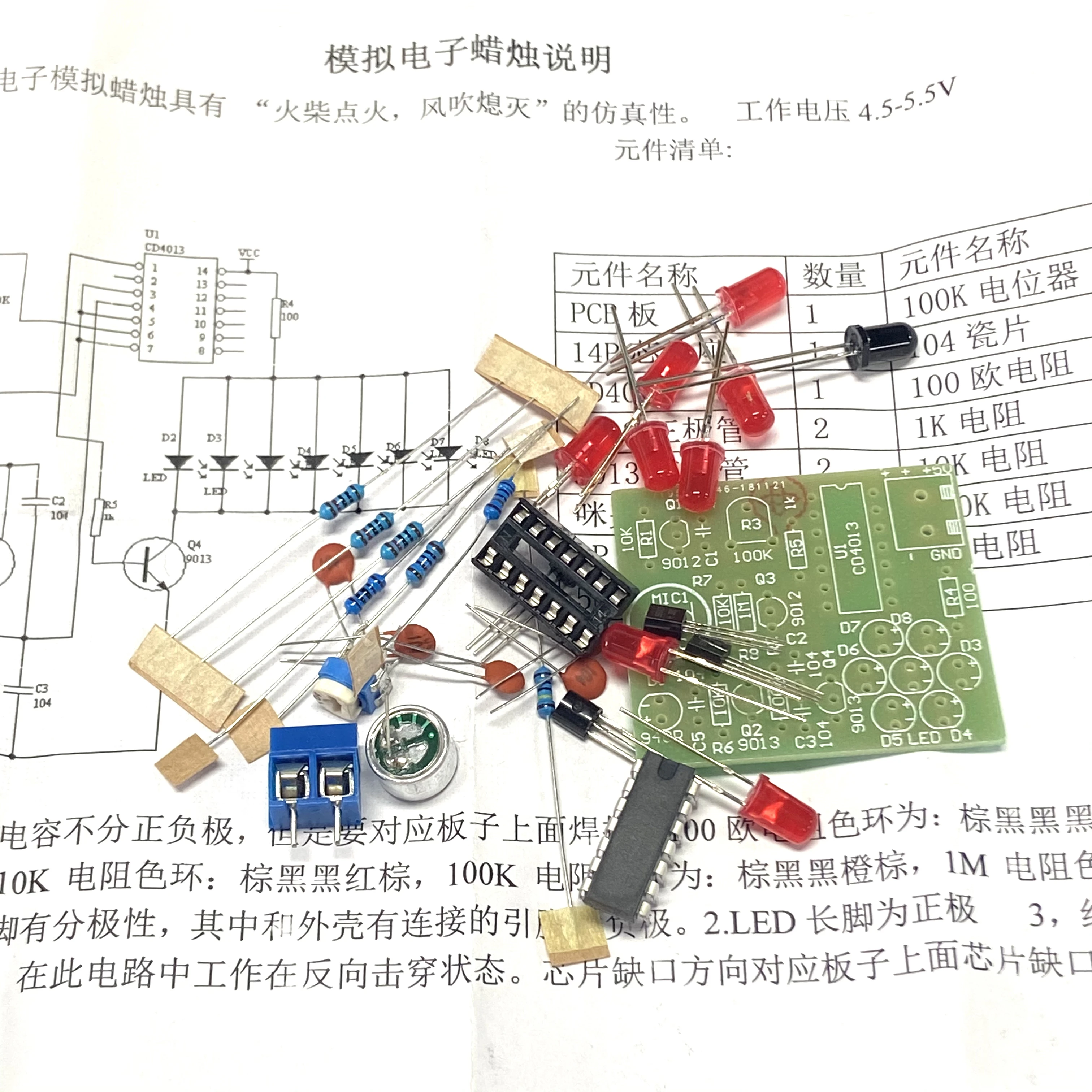 Christmas Fun DIY Analog Electronic Candle Making Kit Night Light Bulk Soldering DIY Lit  Blow Control Simulation Candle