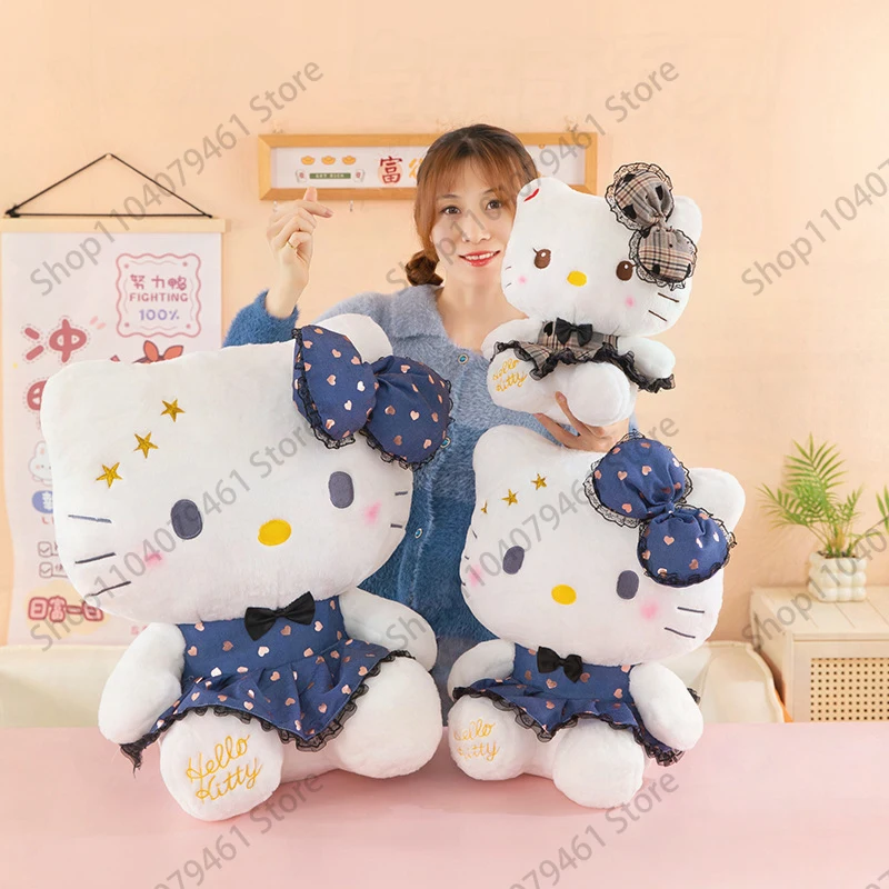 

55cm Kawaii Hello Kitty Stuffed Doll Sanrio Plush Toy for Kids and Adults Birthday Gift Anime Themed Cuddly Cat with Bow Tie