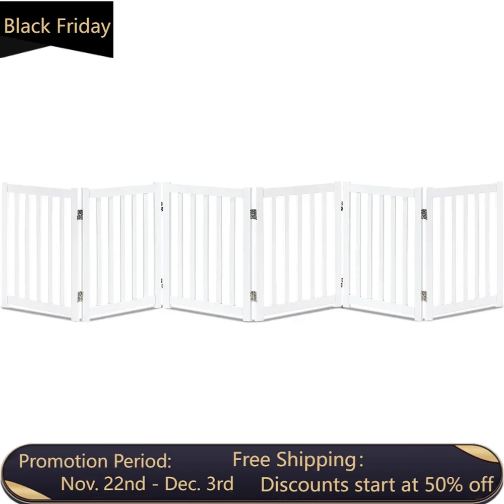 Solid wood independent pet door indoor door safety fence, white, 24 inch high, 6-panel free shipping