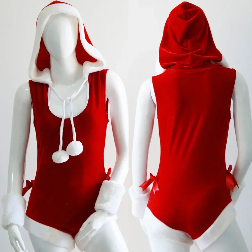 Women Santa Costume Slim Fit Sexy Christmas Bodysuit Costumes Santa Claus Cosplay Christmas Party Fancy Dress