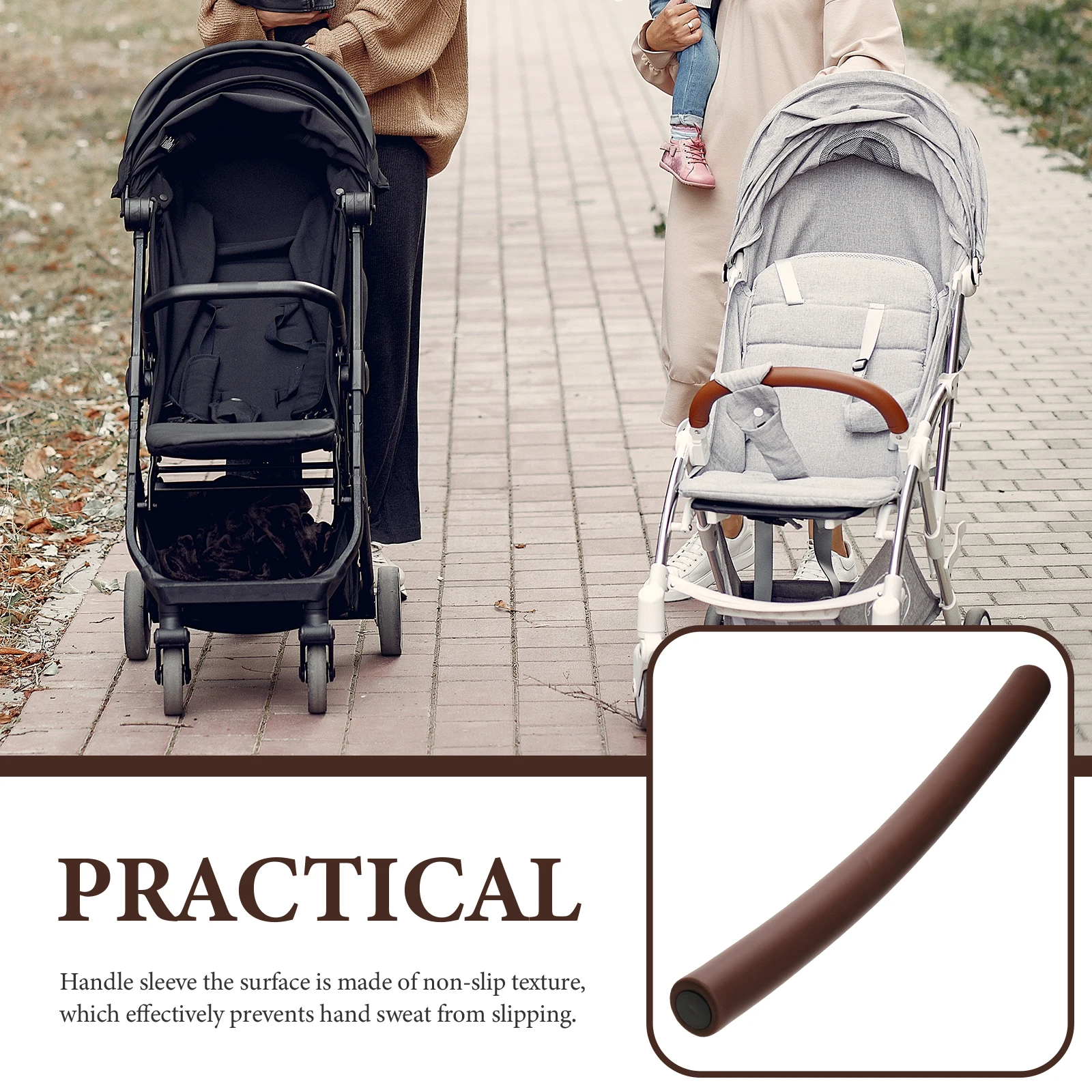 

Stroller Handle Cover Baby Stroller Replacement Sponge Grip Protector Brown Anti-Slip Durable Universal Fit for Most Brands