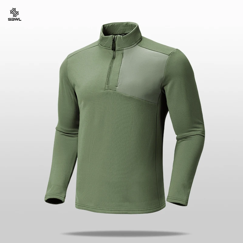 SBWL-Chemise de base épaisse à manches longues pour hommes, T-shirt chaud, Veste de fitness décontractée, Mode extérieure, Ski, Course à pied,