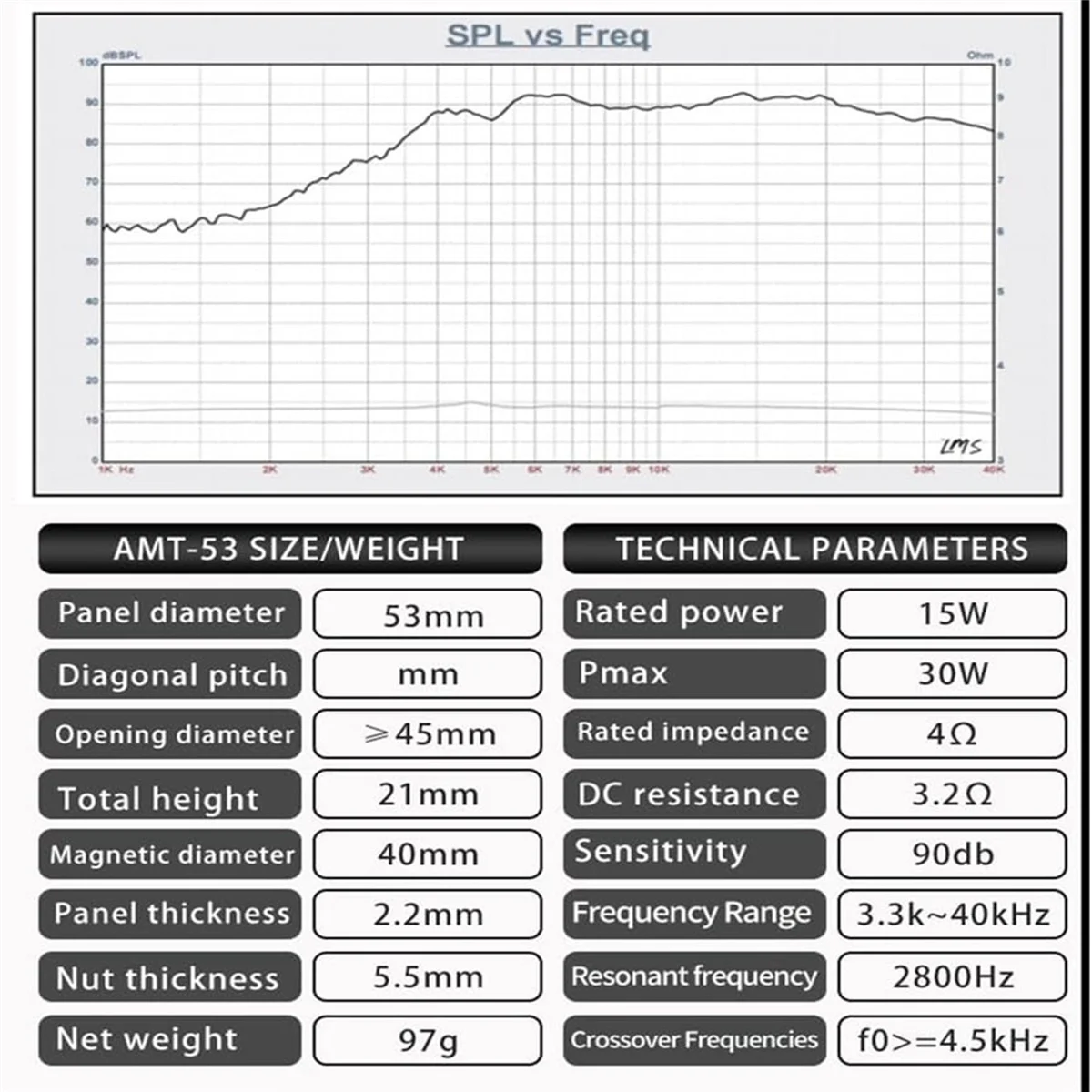 QA88X 2 قطعة HIFI 2 بوصة هوائي ثلاثة أضعاف مكبر الصوت وحدة النيوديميوم مغناطيس قوي 4OHM 30 واط مكبر الصوت AMT-53