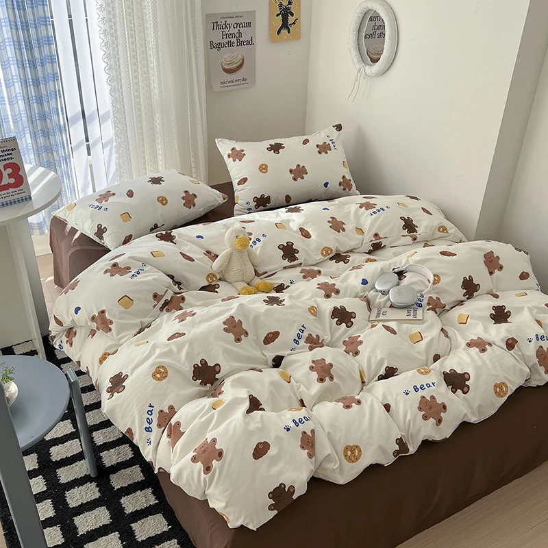 Bonenjoy Bedding Set Cartoon Style Bedsheet Set Single/Double/Queen Size Bedclothes Girls Room Quilt Cover Set juegos de sábanas