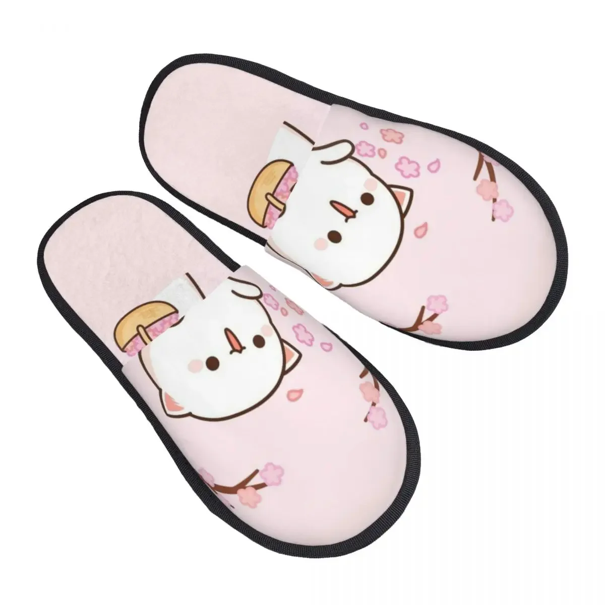 Custom Kawaii Mochi Cat Peach And Goma Comfort Scuff With Memory Foam Slippers Women Hotel House Shoes