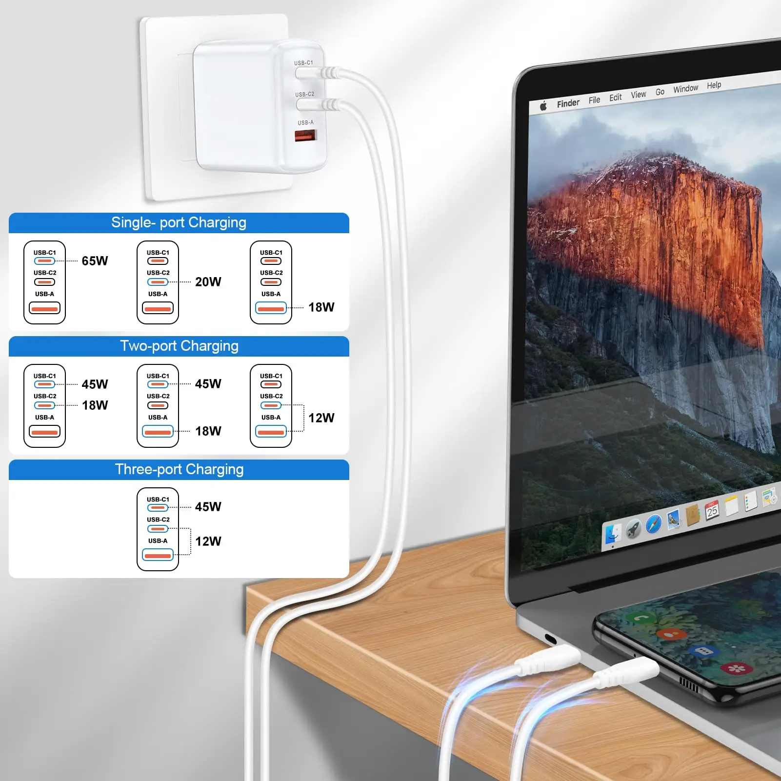 PD 65W GaN USB Type C Super Fast Charging For iPhone 16 15 Pro Max Samsung Galaxy S24 S23 Ultra Xiaomi EU US UK KR Quick Charger