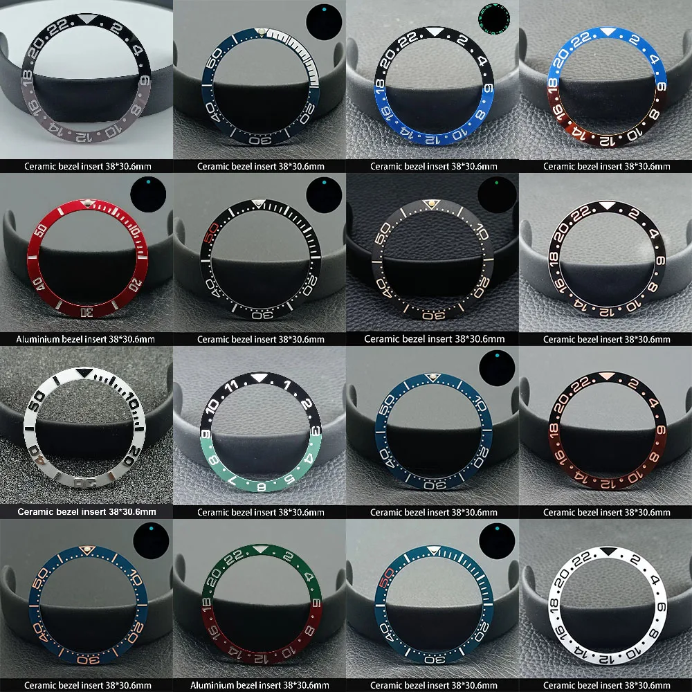 Skośna ceramiczna ramka 38 mm * 30,6 mm GMT i wkładka do zegarka nurkowego do zegarka męskiego 40 mm Wymień tarczę zegarka Wkładki do ramki zegarka