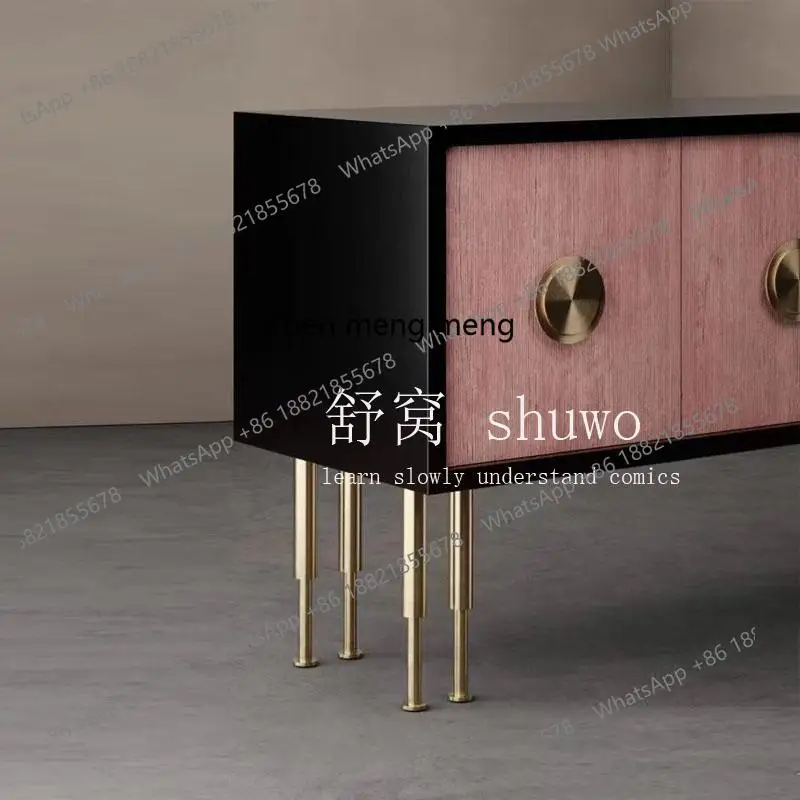 Simple light luxury living room decoration cabinet solid wood club solid wood storage cabinet entry porch cabinet  decoration