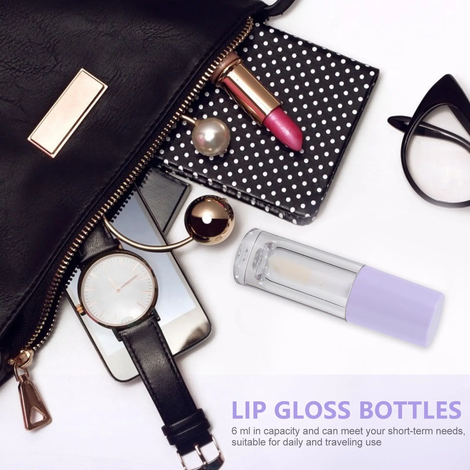 10개 6ml 립글로스 튜브 빈 투명 여행용 병 브러시 포함 DIY 립 오일 밤 액체 블러쉬 휴대용 내구성