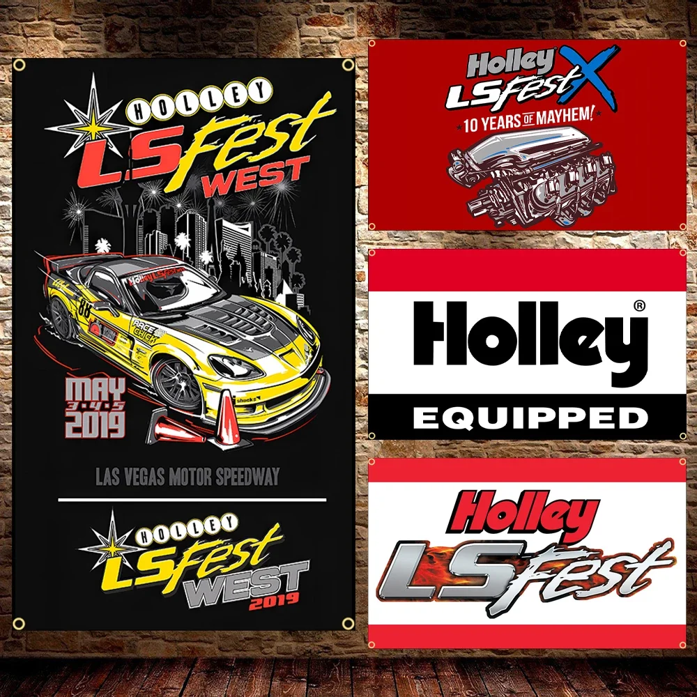 JimonFlag 90x150CM Holleys Performance Equipped Car Flag Polyester Double Penetration Printed Racing Car Flag Banner For Decor