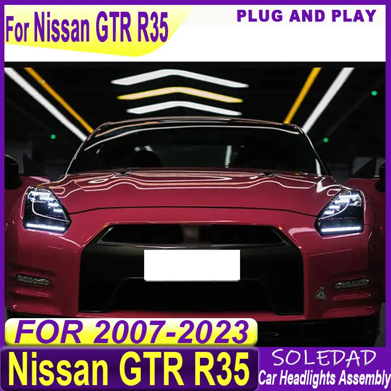 Car headlights For Nissan GTR R35 Headlight 2007-2023 LED Projetor Head Lamp Daytime Running Light Automotive Accessories