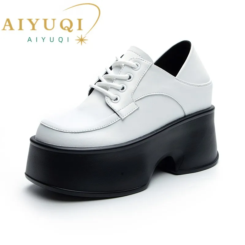 

AIYUQI Women's Shoes Platform Spring 2024 New England Style Women's Loafers Retro Lace Up Small Size 33 Fashion Girls Shoes