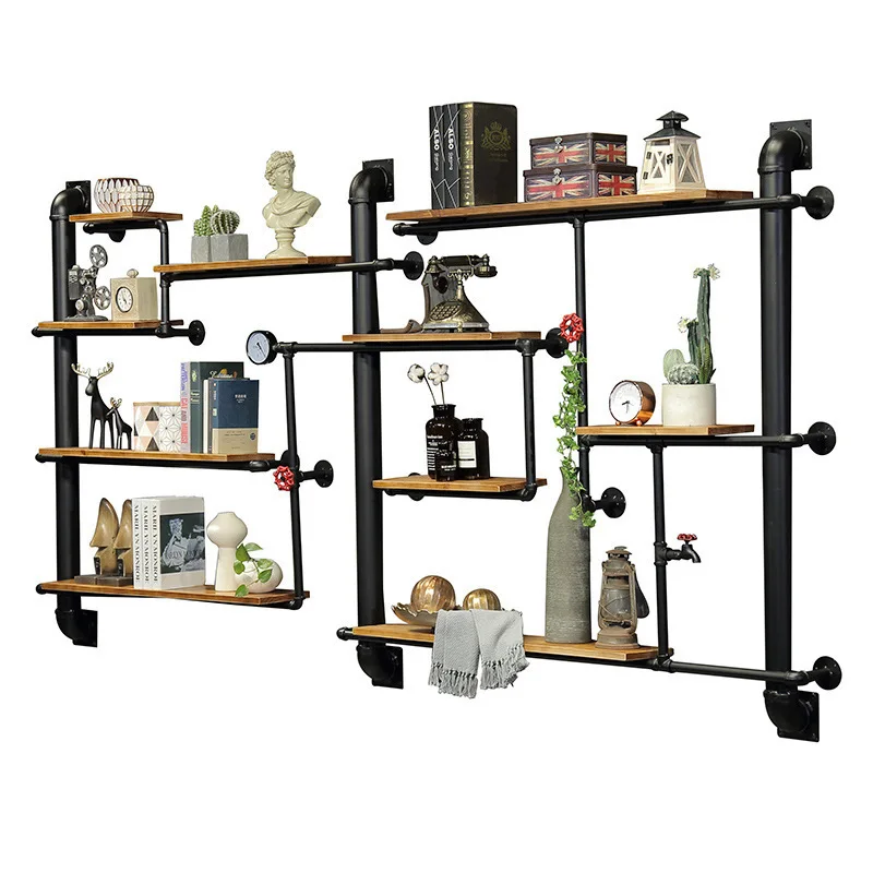 

Industrial style, wrought iron, water pipe, wall, storage, wine rack, wall