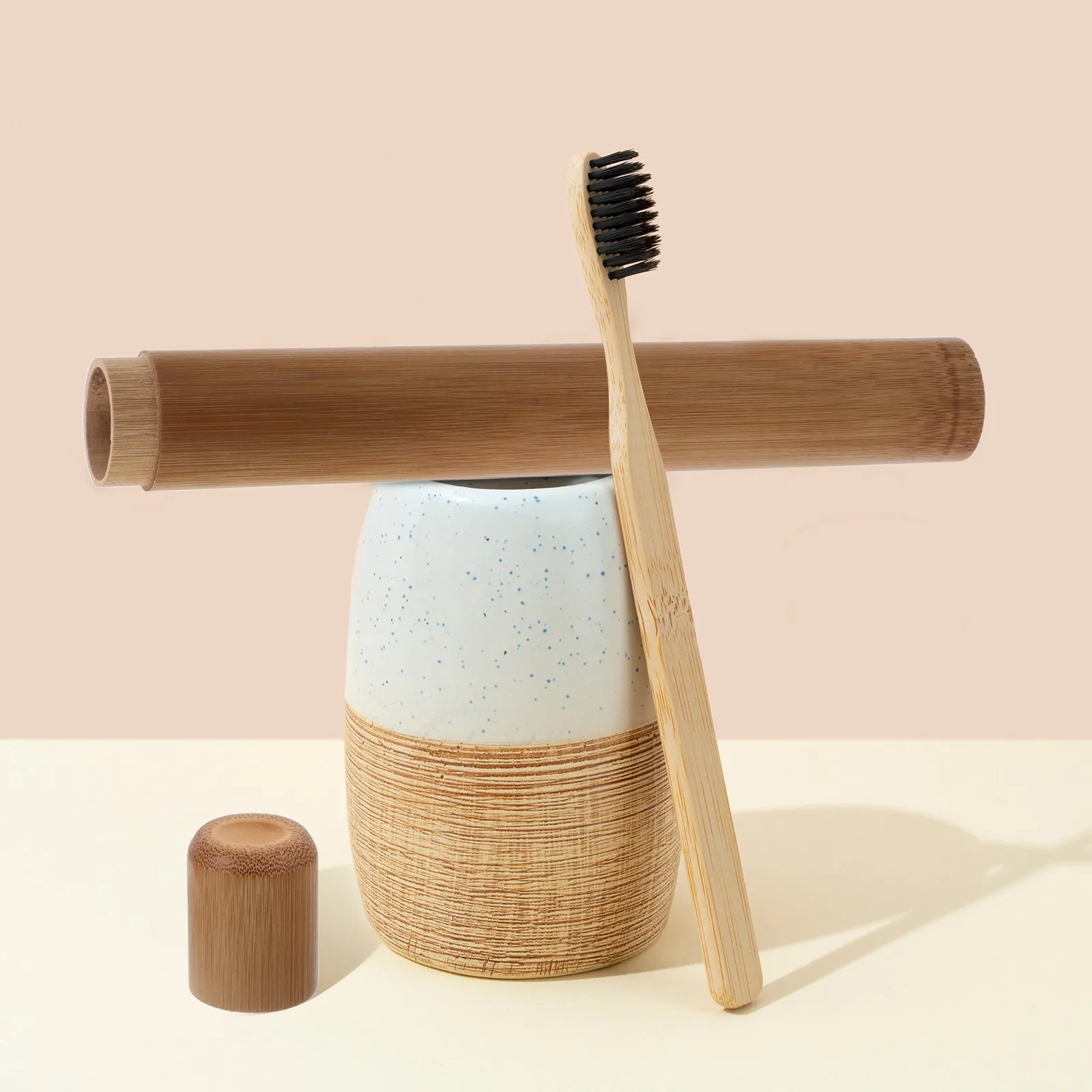 2Pcs Renewable Bamboo Toothbrush Case Vintage Style Portable Toothbrush Storage Tube for Travel Camping Hiking Deformation