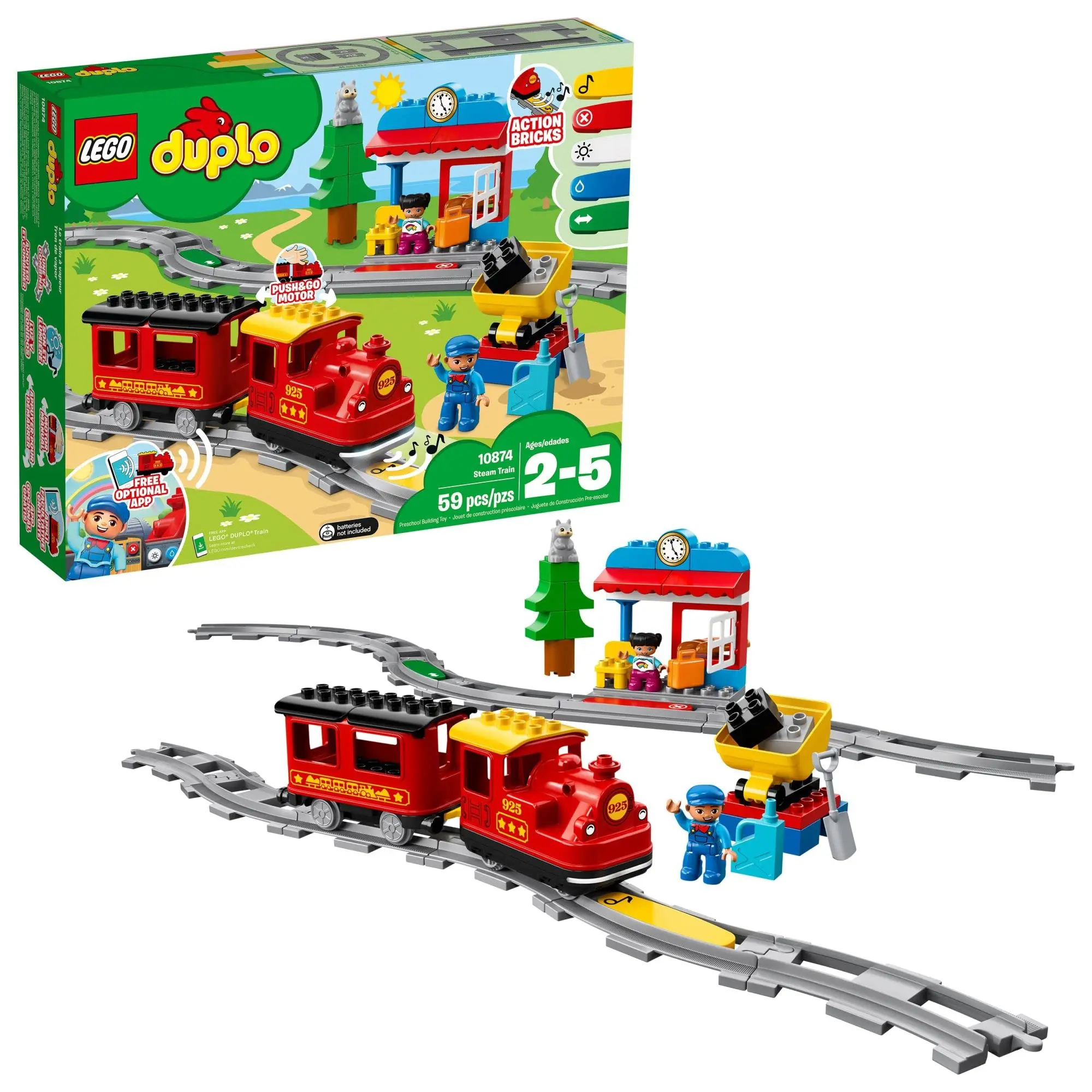 LEGO Duplo-10874 Smart Steam Train Toy Set, decorazione della stanza