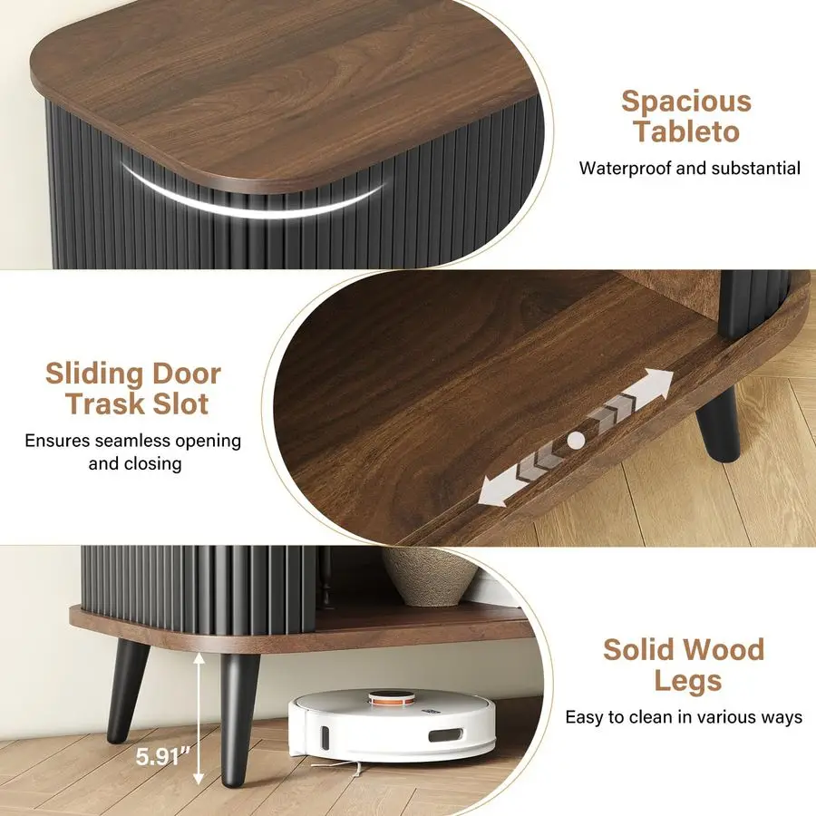 Cabinet with Sliding Doors Black Sideboard Buffet Cabinet with Storage for Coffee Bar, Console Table MCM Design Bar Cabinets for