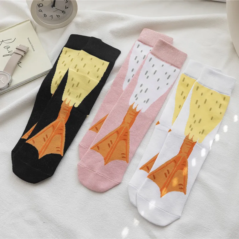 1/3 Paar Frühling Herbst neue lässige, bequeme Damensocken, niedliche Cartoon-Mid-Tube-Socken für Damen, lustige, kreative lange Socken